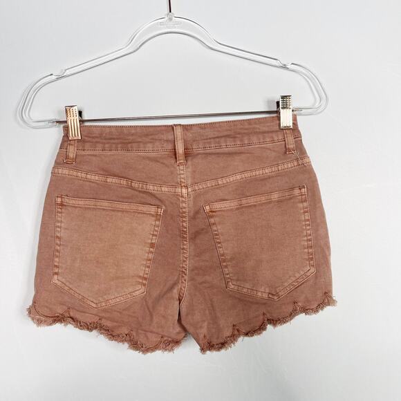 New Francescas Harper Heritage Blush Pink Scallop Edge Jean Shorts 25 Stretch - Picture 2 of 12